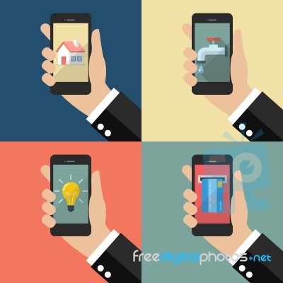 Set Of Internet Banking Mobile Payments Stock Image