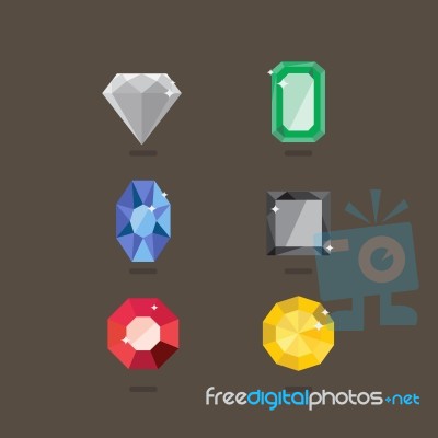 Set Of Jewel In Flat Style Stock Image