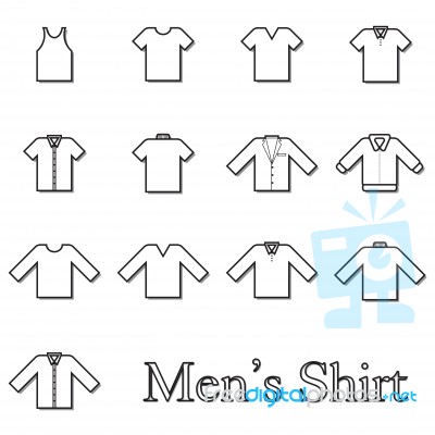 Set Of Men Shirt Line Icon Stock Image