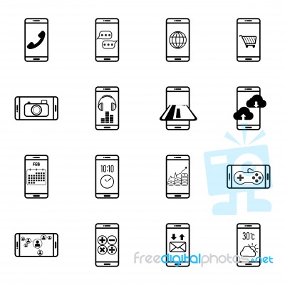 Set Of Mobile Function Line Icon Stock Image