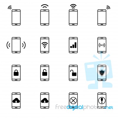 Set Of Mobile Network Line Icon Stock Image