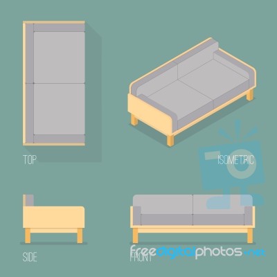 Set Of Modern Sofa Isometric Drawing Stock Image