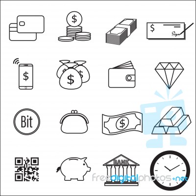 Set Of Money Line Icon Stock Image