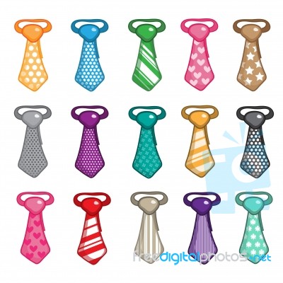 Set Of Necktie Isolated On White Background.  Illustration Stock Image