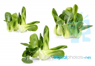 Set Of Organic Bok Choy Isolated On White Background Stock Photo