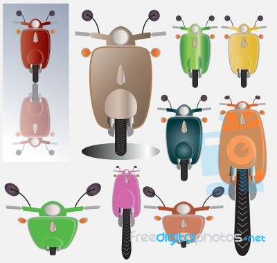 Set Of Retro Scooter Motorbike Stock Image