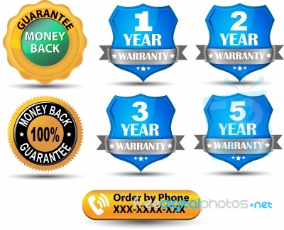 Set Of Shields, Guarantee, Money Back  -  Clipart Stock Image