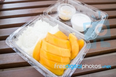 Set Of Sweet Mango And Sticky Rice Stock Photo