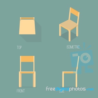 Set Of Wooden Chair Isometric Drawing Stock Image