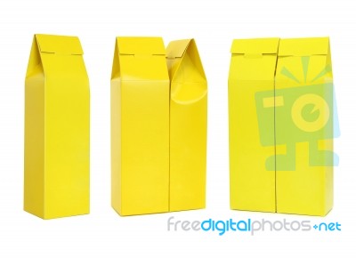 Set Of Yellow Package Box Stock Photo