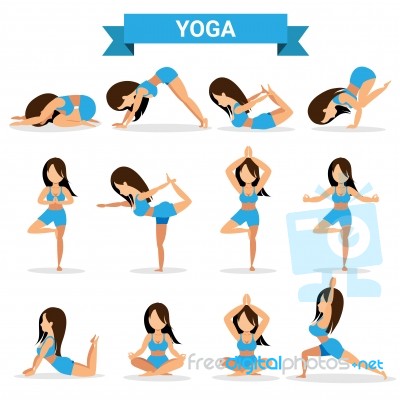 Set Of Yoga Positions Design Stock Image