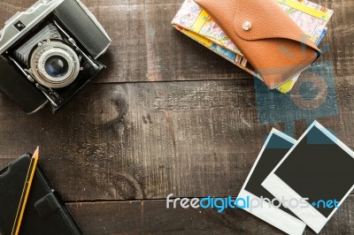 Set Retro Objects Adventurous Traveller Stock Photo