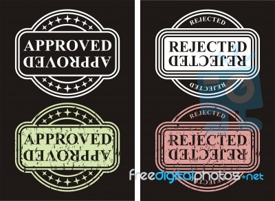 Set Stamps Approved And Rejected Stock Image