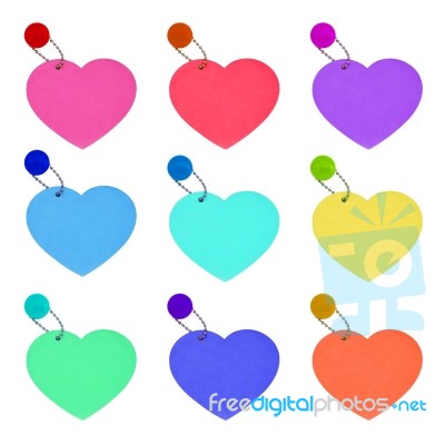 Set Tag Hearts Colorful Valentines Day On White Background Stock Photo