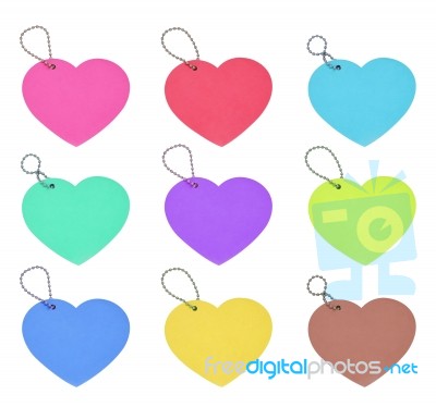 Set Tag Hearts Colorful Valentines Day On White Background Stock Photo