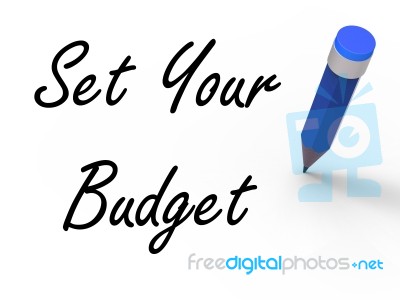 Set Your Budget With Pencil Means Writing Financial Goals Stock Image