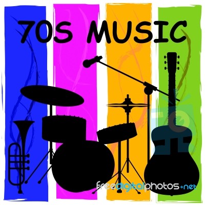 Seventies Music Or 1970s Songs And Soundtracks Stock Image