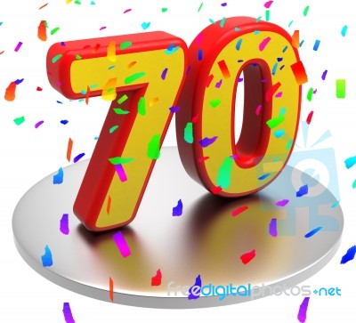 Seventieth Seventy Shows Happy Birthday And Anniversaries Stock Image