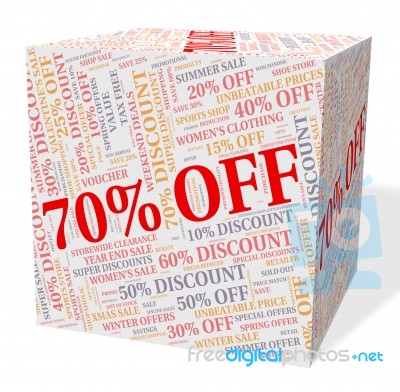 Seventy Percent Off Indicates Closeout Offers And Retail Stock Image