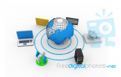 Several Devices Connected To The World Stock Image