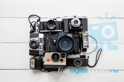 Several Vintage Cameras Stock Photo