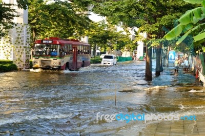 Severe Flood In Bangkok, Thailand Stock Photo