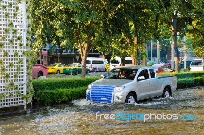 Severe Flood In Bangkok, Thailand Stock Photo