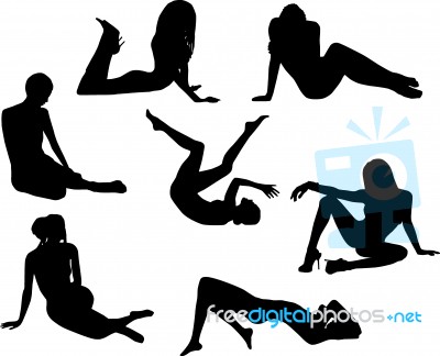 Sexy ladies sitting and lying Stock Image