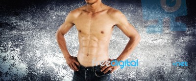 Sexy Shirtless Muscular Male Model,healthy Lifestyle Concept And Ideas  Stock Photo