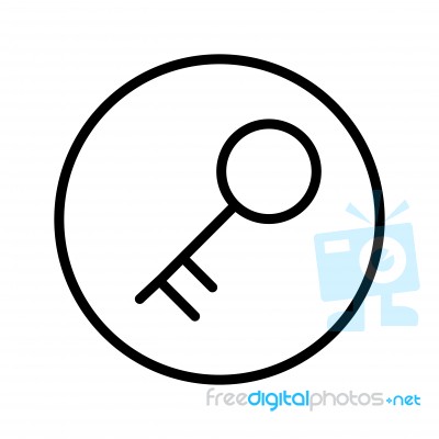 Sg171003- Of Key Icon In Circle Line -  Iconic Desig Stock Image