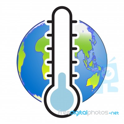 Sg171004a-globe And Thermometer, Cold Level- Illustration Stock Image