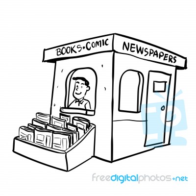 Sg171006-cartoon Books Store- Drawn Stock Image