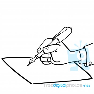 Sg171006-cartoon Businessman Writing With Pen- Drawn Stock Image