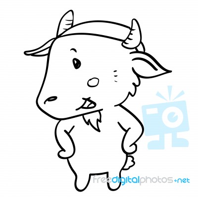 Sg171006-cartoon Goat Standing- Hand Drawn Stock Image