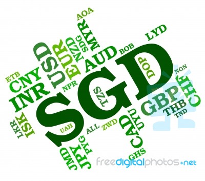 Sgd Currency Means Singapore Dollars And Coinage Stock Image