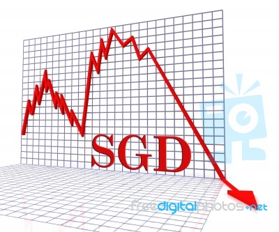 Sgd Graph Negative Indicates Singapore Dollar And Dollars 3d Ren… Stock Image