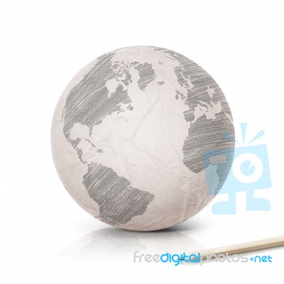 Shade America Map On Paper Globe Stock Photo