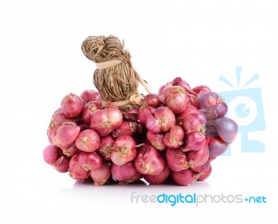 Shallot In A Group Isolated On White Background Stock Photo