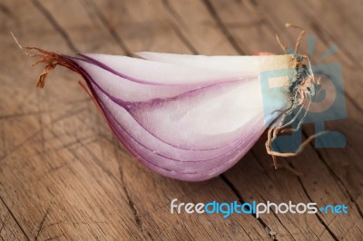 Shallot Still Life Wood Background Stock Photo