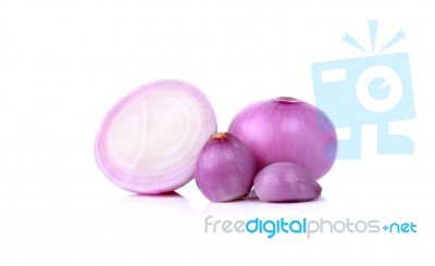 Shallots Isolated On A White Background Stock Photo