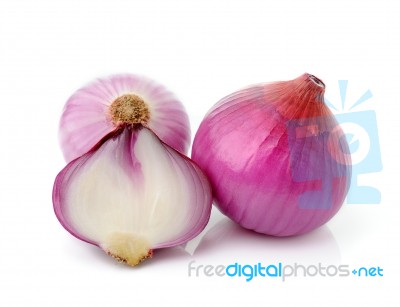 Shallots Isolated On White Background Stock Photo