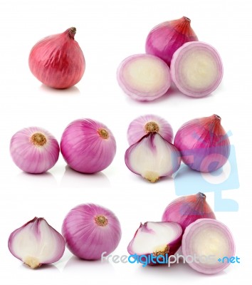 Shallots Isolated On White Background Stock Photo