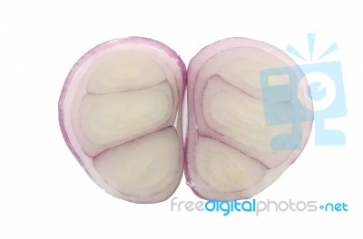 Shallots Sliced In White Background Stock Photo