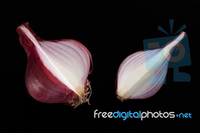 Shallots Still Life Black Background Stock Photo