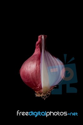 Shallots Still Life Black Background Stock Photo