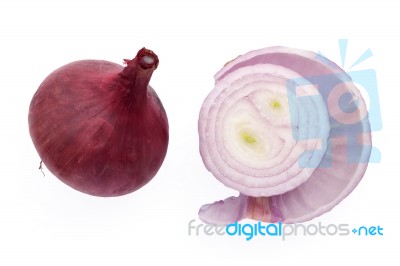 Shallots Still Life White Background Stock Photo