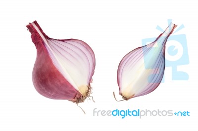 Shallots Still Life White Background Stock Photo