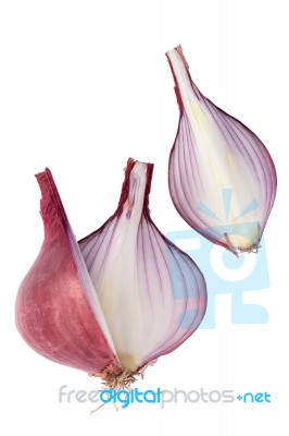 Shallots Still Life White Background Onion Bulb Season Herb Vege… Stock Photo