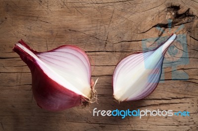 Shallots Still Life Wood Background Stock Photo