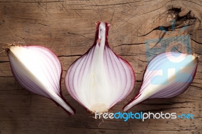 Shallots Still Life Wood Background Stock Photo